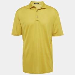 Pre Owned Ermenegildo Zegna Yellow Wool Jersey Polo T-Shirt XL