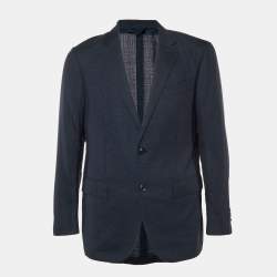 Pre Owned Ermenegildo Zegna Navy Blue Wool 10 Pockets Jacket L