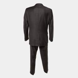 Pre Owned Ermenegildo Zegna Grey/Brown Wool Trofeo Tailored Suit L