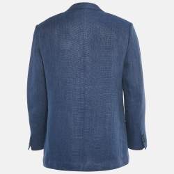 Pre Owned Ermenegildo Zegna Navy Blue Linen Blend Blazer XL