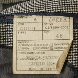 Pre Owned Ermenegildo Zegna Black /Grey Houndstooth Wool Blend Single Breasted Blazer M 
