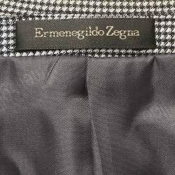 Pre Owned Ermenegildo Zegna Black /Grey Houndstooth Wool Blend Single Breasted Blazer M 