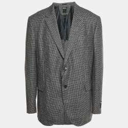 Pre Owned Ermenegildo Zegna Grey Patterned Wool Blend Single Breasted Blazer XXXL