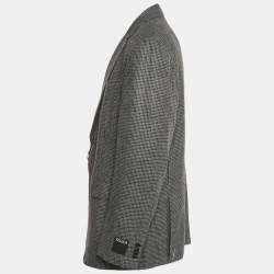 Pre Owned Ermenegildo Zegna Grey Patterned Wool Blend Single Breasted Blazer XXXL