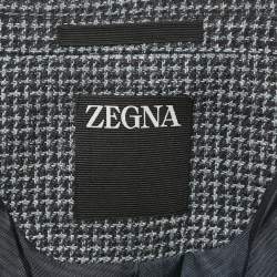 Pre Owned Ermenegildo Zegna Grey Patterned Wool Blend Single Breasted Blazer XXXL