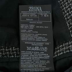 Pre Owned Ermenegildo Zegna Grey Patterned Wool Blend Single Breasted Blazer XXXL