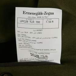 Pre Owned Ermenegildo Zegna Olive Green Silk Blend Single Breasted Blazer XXL