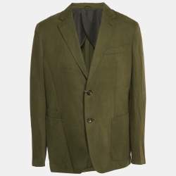Pre Owned Ermenegildo Zegna Olive Green Silk Blend Single Breasted Blazer XXL