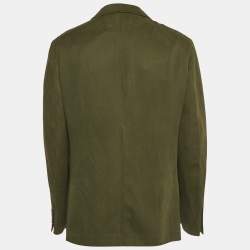 Pre Owned Ermenegildo Zegna Olive Green Silk Blend Single Breasted Blazer XXL