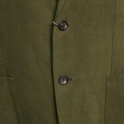 Pre Owned Ermenegildo Zegna Olive Green Silk Blend Single Breasted Blazer XXL