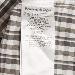 مملوكة مسبقًا قميص إيرمنجلدو زينيا قطن رمادي مربعات مناسب للسفر XXL