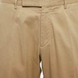 Pre Owned Ermenegildo Zegna Beige Cotton Chino Trousers XL
