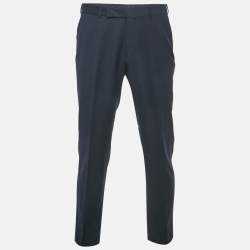 Pre Owned Ermenegildo Zegna Navy Blue Wool Regular Fit Trousers L