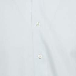 مملوكة مسبقًا قميص ايرمينجيلدو زينيا قطني مخطط بخطوط رفيعة أزرق مقاس متوسط