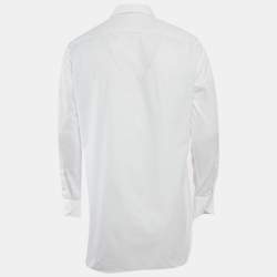 Pre Owned Ermenegildo Zegna White Checks Cotton Long Sleeve Shirt M