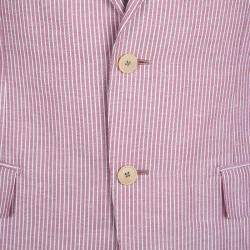 Pre Owned جاكيت ايرمنيجيلدو زينيا ريسورت خليط كتان مخطط أبيض ووردي داكن L