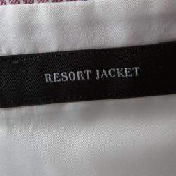 Pre Owned جاكيت ايرمنيجيلدو زينيا ريسورت خليط كتان مخطط أبيض ووردي داكن L