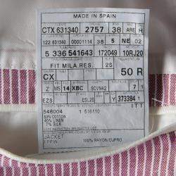 Pre Owned جاكيت ايرمنيجيلدو زينيا ريسورت خليط كتان مخطط أبيض ووردي داكن L