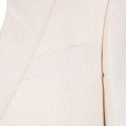Pre Owned Ermenegildo Zegna Beige Pinstriped Linen Blend Regular Fit Blazer L