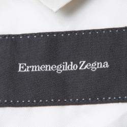 Pre Owned Ermenegildo Zegna Beige Pinstriped Linen Blend Regular Fit Blazer L