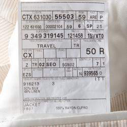 Pre Owned Ermenegildo Zegna Beige Pinstriped Linen Blend Regular Fit Blazer L