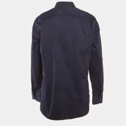 Pre Owned قميص إيرمنجلدو زينيا قطن أبيض مربعات بأكمام طويلة مقاس متو سط - ميديم