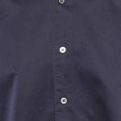 Pre Owned قميص إيرمنجلدو زينيا قطن أبيض مربعات بأكمام طويلة مقاس متوسط - ميديم