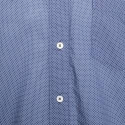 Pre Owned Ermenegildo Zegna Navy Blue Polka Dot Cotton Long Sleeve Shirt XXL