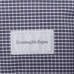 Pre Owned Ermenegildo Zegna Blue Checks Cotton Double Cuff Shirt M