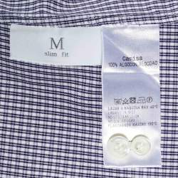 Pre Owned Ermenegildo Zegna Blue Checks Cotton Double Cuff Shirt M