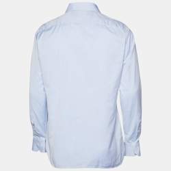 Pre Owned Ermenegildo Zegna Blue Cotton Tailored Fit Shirt M