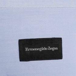 Pre Owned Ermenegildo Zegna Blue Cotton Tailored Fit Shirt M