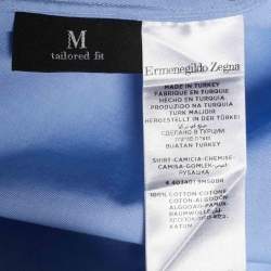 Pre Owned Ermenegildo Zegna Blue Cotton Tailored Fit Shirt M