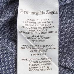 Pre Owned Ermenegildo Zegna Blue Patterned Cotton Knit Polo T-Shirt XXL