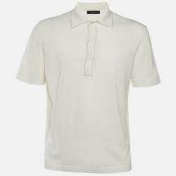 مملوكة مسبقًا Ermenegildo Zegna Ivory Cotton Polo T-Shirt L