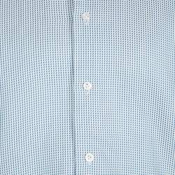 Pre Owned قميص ايرمنيجيلدو زينيا كوتور أكمام طويلة قطن نمط أبيص وأزرق XL