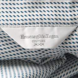 Pre Owned قميص ايرمنيجيلدو زينيا كوتور أكمام طويلة قطن نمط أبيص وأزرق XL