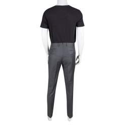 Pre Owned Ermenegildo Zegna Trofeo Grey Wool Slim Fit Trousers L
