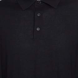 Pre Owned Ermenegildo Zegna Black Cashseta Light  Ribbed Trim Collared Sweater XXL