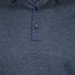 Pre Owned Ermenegildo Zegna Grey Marled Cotton Polo T-Shirt M