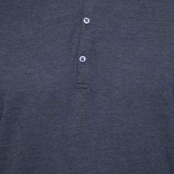 Pre Owned Ermenegildo Zegna Grey Wool and Silk Knit Long Sleeve Polo T-Shirt M