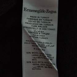 Pre Owned Ermenegildo Zegna Grey Wool and Silk Knit Long Sleeve Polo T-Shirt M