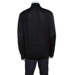 Pre Owned Ermenegildo Zegna Black Knit Ribbed Trim Zip Detail Sweater XXL