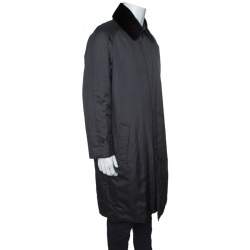 Pre Owned Ermenegildo Zegna Couture Grey Mink Fur Collar Detail Over Coat XXXL