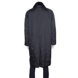 Pre Owned Ermenegildo Zegna Couture Grey Mink Fur Collar Detail Over Coat XXXL