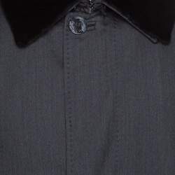 Pre Owned Ermenegildo Zegna Couture Grey Mink Fur Collar Detail Over Coat XXXL