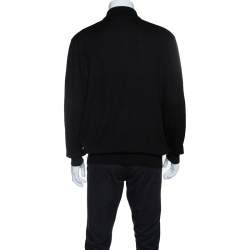 Pre Owned سويتر ايرمنيجيلدو زينيا ياقة حواف مضلعة خفيف كاشستا أسود XXL