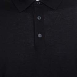 Pre Owned سويتر ايرمنيجيلدو زينيا ياقة حواف مضلعة خفيف كاشستا أسود XXL