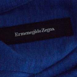 Pre Owned Ermenegildo Zegna Blue Slub Linen Short Sleeve Polo T-Shirt L