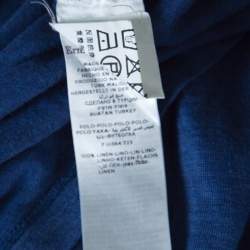 Pre Owned Ermenegildo Zegna Blue Slub Linen Short Sleeve Polo T-Shirt L